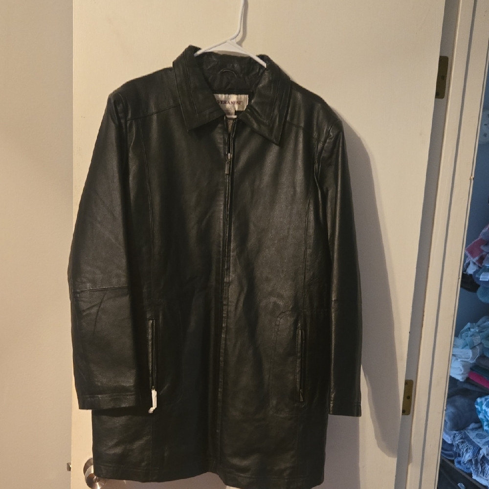 Veranesi Black Leather Womens Coat Size 22w NWT